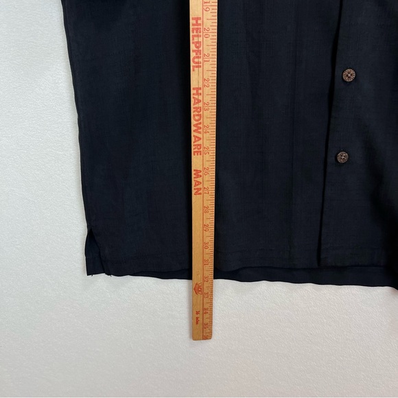 TOMMY BAHAMA Embroidered Martini Fishing Casual Shirt Size XL 100% Silk Black - Picture 7 of 10